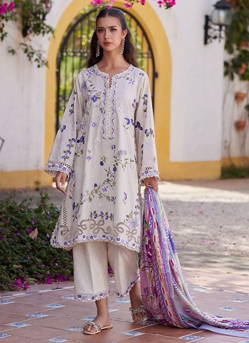Farah Talib Aziz - Luxury Lawn Collection 2026 - Evita Ivory